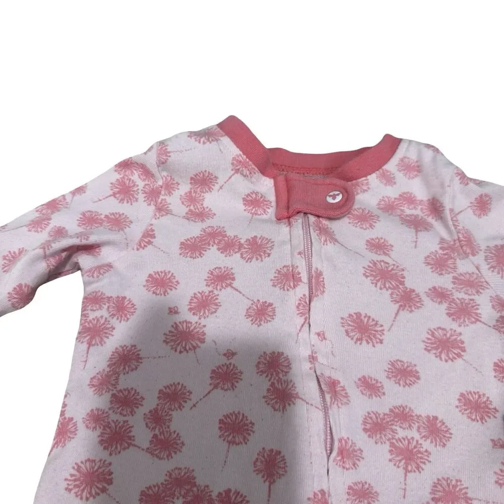 2 Burt's Bees Baby cotton Footed Coverall sleeper-0-3 months Purple Goose Pink